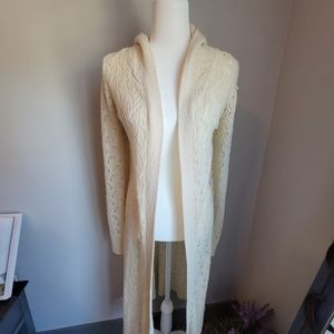 Altar'd State Ankle Length Long Cream Cardigan - Hooded - size large